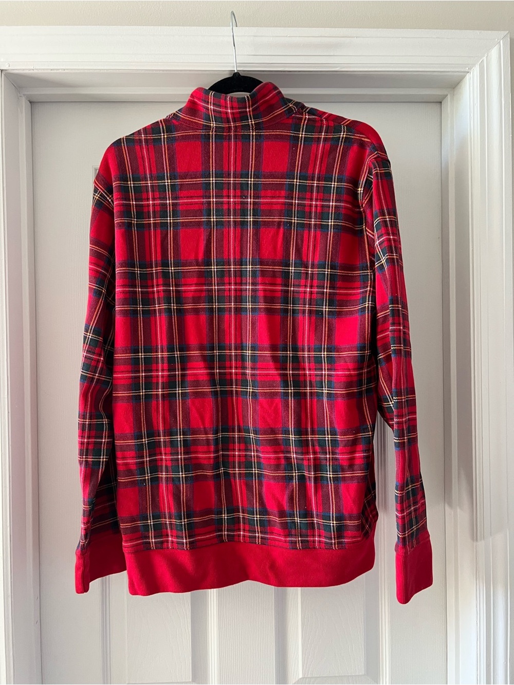 Lands' End Red Plaid Zip-Up Sweater - Men's - Picture 2 of 5